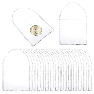 50pcs Single Pocket Coin Sleeves Holders 2inch Coin Flips Plastic Coin Protector • $11.13