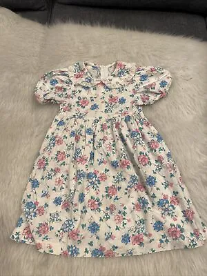 $34.99 • Buy Vintage Storybrook Heirlooms Girls Floral Puff Sleeve Collared Dress Size 4T