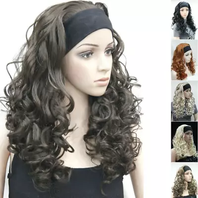 Women Wig Long Curly Wave Wig 3/4 Half Wigs Ladies Headband Wig • $19.50