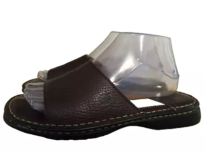 BORN Women's Size 8 M Brown Pebbled Leather Slip On Sandal Shoe • $24