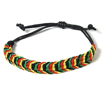 Rasta Waxcord Bracelet Wrist Band Hippie Hawaii Negril Dub Ras Reggae Marley RGY • $10.99