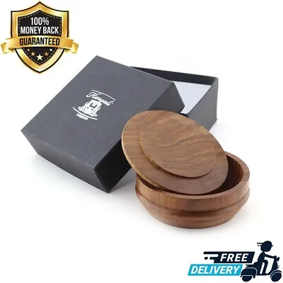 9cm Executive Wooden Shaving Bowl With Lid Handmade Wet Shave Mug Men's HARYALI • $25.26