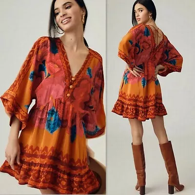 NWT FARM Rio Anthropologie Kimono Sleeve V-Neck Dress W/pockets XXS • $110