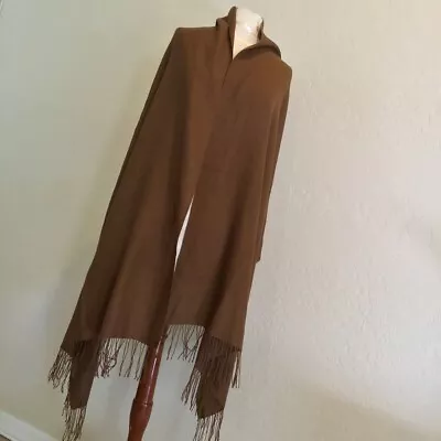 $79.99 • Buy NEW! NORDSTROM Signature 100% Cashmere Fringe Scarf Wrap Shawl BROWN 27  X 86 