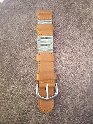 Genuine Timex Expedition Indiglo Watch Band Strap Green Nylon Tan Leather 19mm  • $12.99
