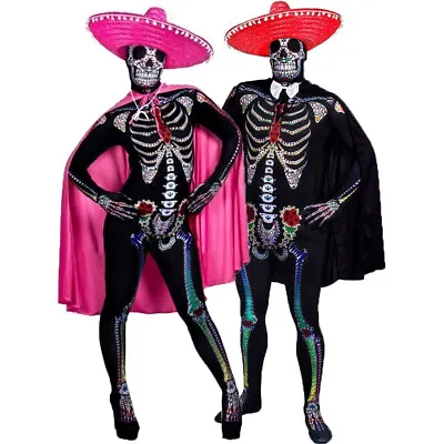 Couples Day Of The Dead Fancy Dress Senor Senorita Skeleton Halloween Costumes • £30.99