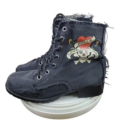 Ed Hard By Christian Audigier Boots Women 7 Heart Skull Love Kills Slowly  • $29.39