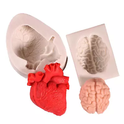 Organ Molds Simulated Heart Brain Baking Silicone Molds Cake Tool Candle Decors • $13.81