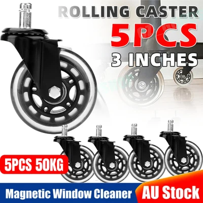$25.27 • Buy 5 Pack Rollerblade Office Chair Wheels Replacement 3  Rolling Casters Set Black