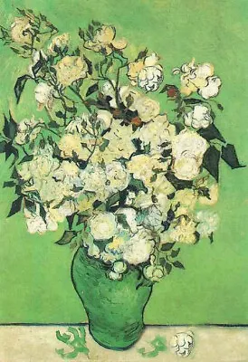 Oil Painting Vincent Van Gogh - Roses Dans Un Vase 1890 Still Life Flowers Art • $116.99