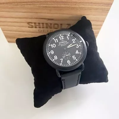 Men Women New Shinola Runwell Gunmetal And Black Quartz Watch Leather Strap 41mm • $232.88