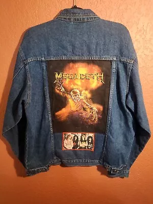 Megadeth Customized Blue Denim Trucker Battle Jacket Men's Size XL Thrash Metal • $65