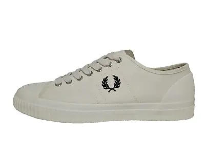 Fred Perry Hughes Low Canvas Light Ecru Trainers Size UK 10 EU 45 US 11 • £55