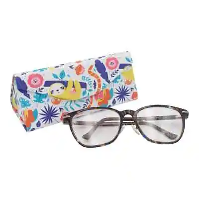 Jungle Sloth Magnetic Folding Eyeglass Case Real Sic Vegan Leather Fashion New • $12.95