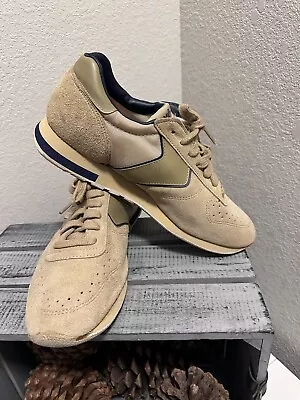 Trax Vintage 70's - 80's Athletic Running Tennies Shoes Tan With Navy W 10 M 8.5 • $75.99