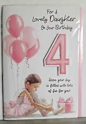 Daughter 4 Years Old Birthday Card Gorgeous Embossed Card View Pictures • £2.99