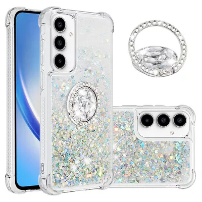 For Various Phone Quicksand Glitter +Diamond Ring Holder Bracket Soft Case Cover • $4.99