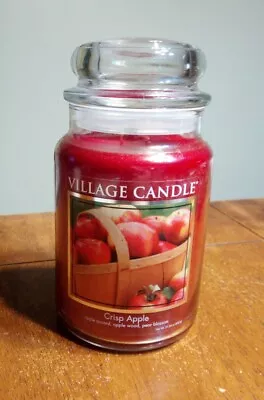 Village Candle Crisp Apple Large Glass Apothecary Jar 2 Wick Candle 21.25oz • $28.95