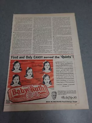 1941 Curtiss Baby Ruth Candy Bar Food Energy Sugar Quints Vintage Print Ad 40015 • $5.40