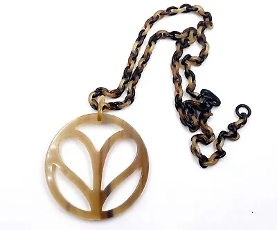 $899 • Buy Hermes Brown Horn Large Pendant Necklace  