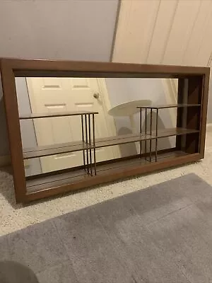 Vintage Mid Century Wood Wall Hanging Mirrored Shadow Box Shelf 20 X 40” • $125