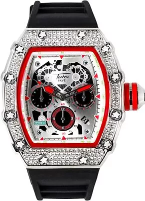 Men Iced Watch Bling Rapper Simulate Lab Diamond Luxury Rectangle Silver Black • $24.98