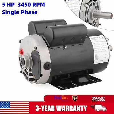 5HP 7/8  Shaft Air Compressor Duty Electric Motor 3450 RPM Single Phase 208-230V • $179.55