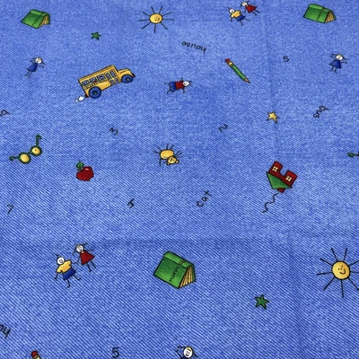 $3.19 • Buy Vtg 90's School House Fabric Apple Cat Numbers 1/2 Yard 18  X 36  New