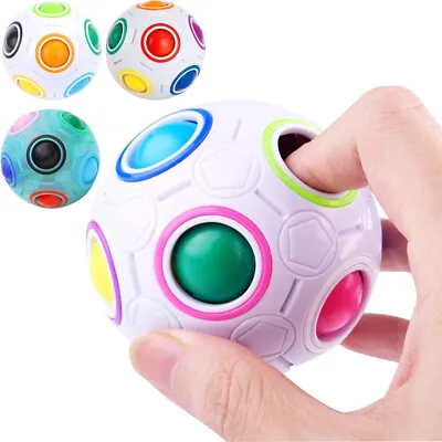 £9.89 • Buy 4X Magic Rainbow Puzzle Ball Fidget Sensory Toy Autism ADHD Stress Relief Gift