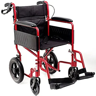 Aluminium Ultra Lightweight Transit Wheelchair Folding Compact Travel - IM-9095R • £189.95