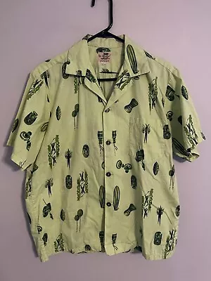 Vintage Ui-Maikai Cotton Lime Green S/S Button Hawaiian Shirt - Men's Large L • $64.99