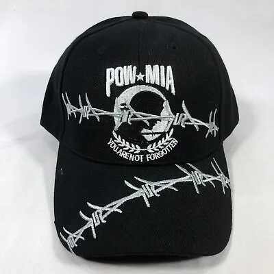 Pow Mia POWMIA Barb Barbed Wire Black Cap Hat Adjustable One Size Fits Military • $6.97