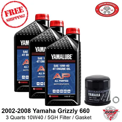 2002-2008 Yamaha Grizzly 660 Oil Change Kit 4x4 Hunter/SE/LE 10W40 5GH Filter • $51.99
