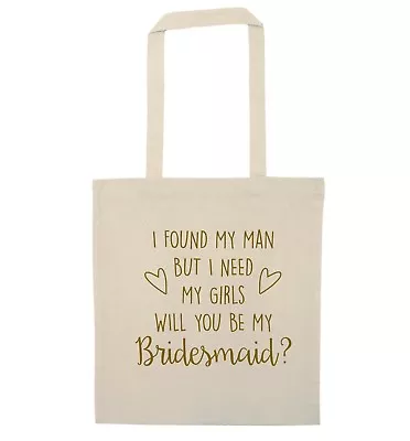£8.99 • Buy Will You Be My Bridesmaid, Tote Bag Wedding Announcement Bridal Shower Gift 1247