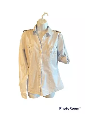 MNG By Mango XL Long Sleeve Button Woman’s Shirt. Roll Sleeve Option 100% Cotton • $13.99