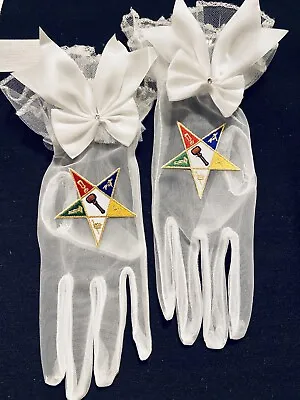  Masonic Eastern Star OES Worthy Matron Gloves Sheer Chiffon • $15
