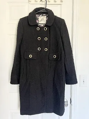 Milly Of NY Black Double Breasted Wool Tweed Dress Peacoat Women’s Size 8 • $40