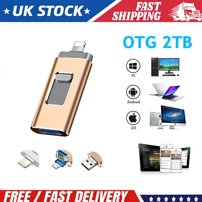 1TB 2TB USB Flash Drive External Memory Storage Photo Stick For IPhone IPad PC • £9.59