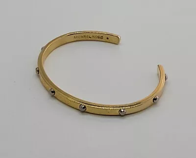 MICHAEL KORS Heritage Astor Gold/Silver Studs Open Cuff Bangle Bracelet • $32