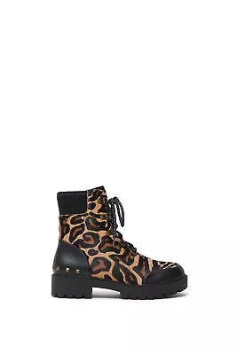 £116.35 • Buy Desigual Biker Leopard Print Army Chunky Leather Boots Style 21WSTL02