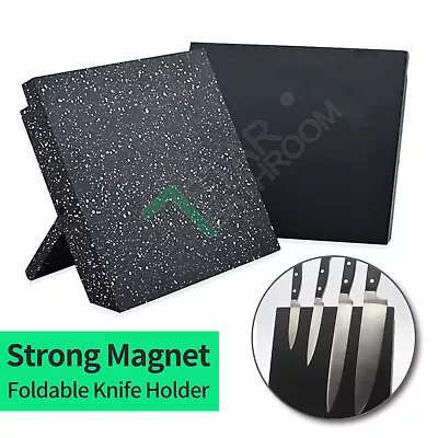 Magnetic Knife Holder Foldable Kitchen Tool Utensil Stand MDF Storage Rack Block • $26.90