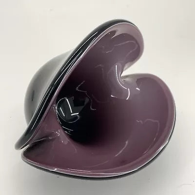 Murano Black & Purple Clam Shell Paperweight Bowl  Dual Base Archimede Seguso ? • $35