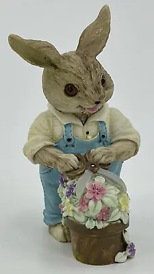 Mervyn's 1992 Rabbit Bunny Easter Figurine Daddy Rabbit Gardening Trimming Plant • $4.49