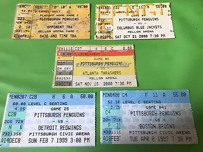 Lot 5 PITTSBURGH PENGUINS  TICKET STUBS  CIVIC ARENA MELLON ARENA • $9