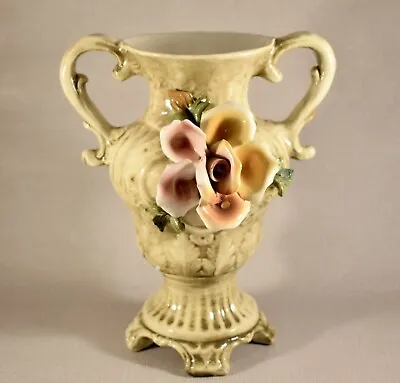 Vintage Capodimonte Floral Twin Handled Vase • £39.90