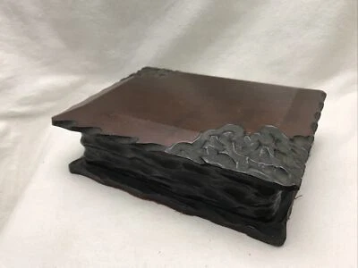 $119.99 • Buy Antique Hand Carved Dark Wood Burl Jewelry Box Ornate Trinket Casket Folk Art B9