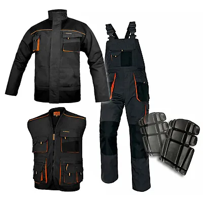 £21.45 • Buy Mens Work CLOTHES Bib And Brace + Knee Pads, Jacket__Dungarees Multi Pocket