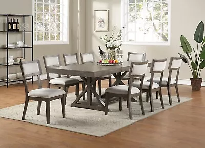 Ash Gray Dining Room 9pc Set Dining Table 8 Chairs Unique Back Cushion Seat • $1799.99