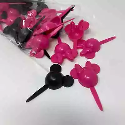 Mickey And Minnie Mouse Cupcake Topper Picks Pink Black 3 Dozen Birthday Party • $18