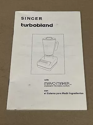 Singer Turboblend With Mayo Maker USE&CARE MANUAL • $12